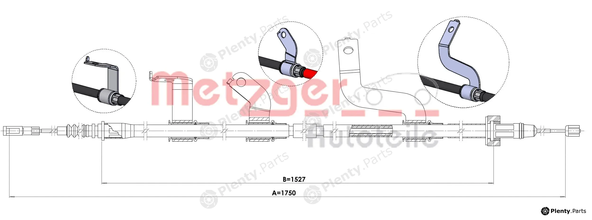 Metzger 1.KI017 — Cable Pull, parking brake