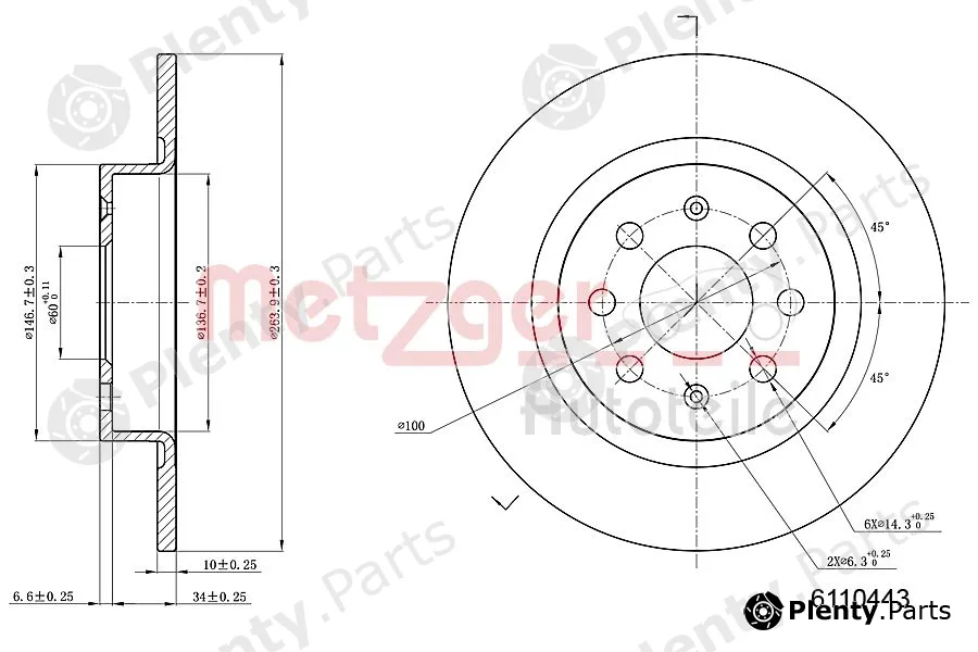 Metzger 6110443 — Brake Disc