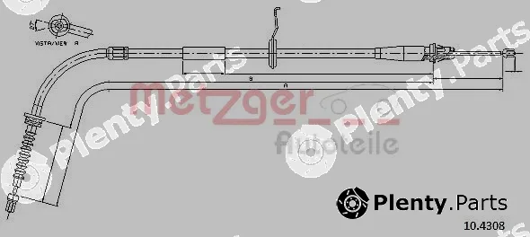 Metzger 10.4308 — Cable Pull, parking brake