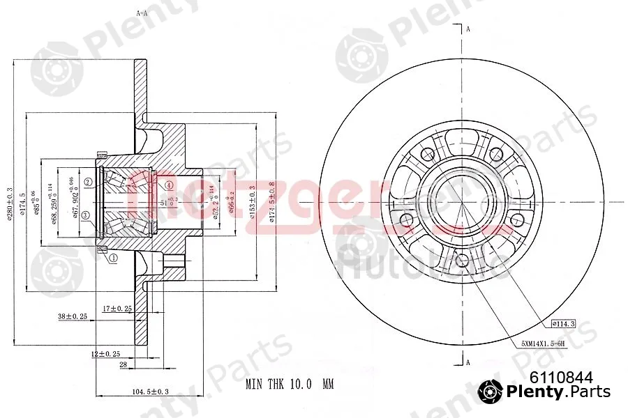 Metzger 6110844 — Brake Disc