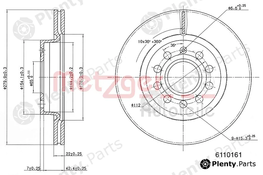 Metzger 6110161 — Brake Disc GREENPARTS