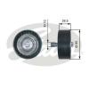 GATES T36464 Deflection/Guide Pulley, v-ribbed belt