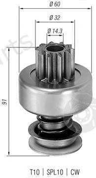  MAGNETI MARELLI part 940113020077 Pinion, starter