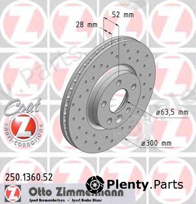  ZIMMERMANN part 250.1360.52 (250136052) Brake Disc