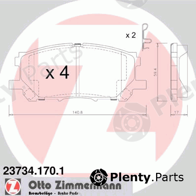  ZIMMERMANN part 23734.170.1 (237341701) Brake Pad Set, disc brake