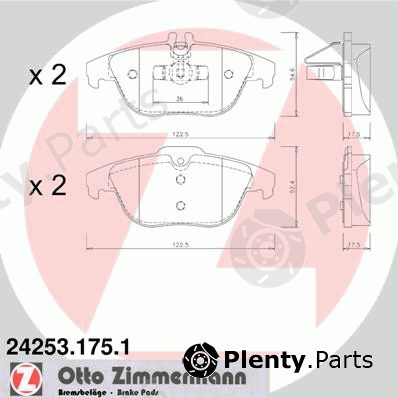  ZIMMERMANN part 24253.175.1 (242531751) Brake Pad Set, disc brake