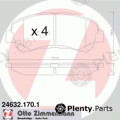  ZIMMERMANN part 24632.170.1 (246321701) Brake Pad Set, disc brake