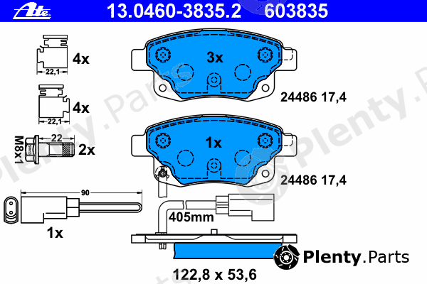  ATE part 13.0460-3835.2 (13046038352) Brake Pad Set, disc brake