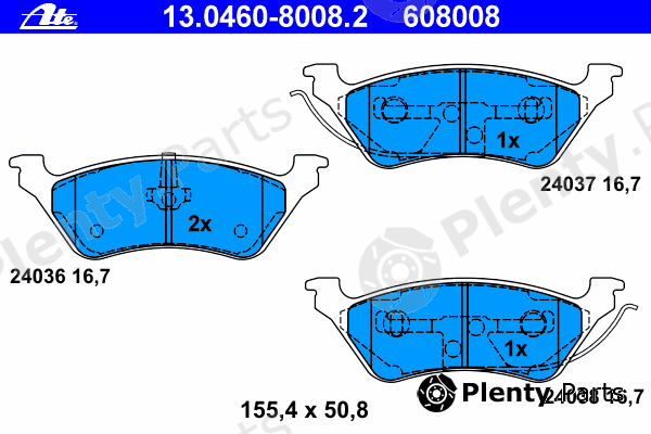  ATE part 13.0460-8008.2 (13046080082) Brake Pad Set, disc brake