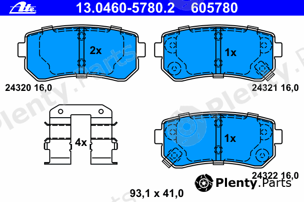  ATE part 13-0460-5780-2 (13046057802) Brake Pad Set, disc brake