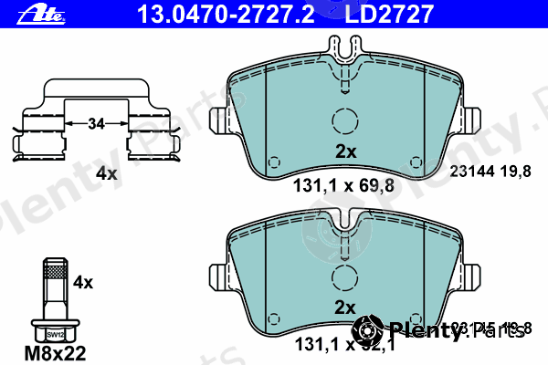  ATE part 13.0470-2727.2 (13047027272) Brake Pad Set, disc brake