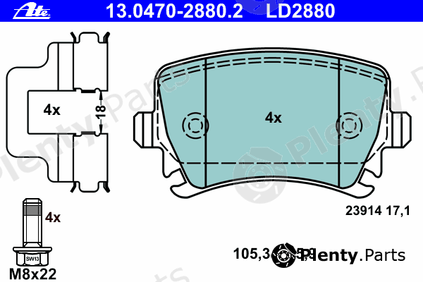  ATE part 13.0470-2880.2 (13047028802) Brake Pad Set, disc brake