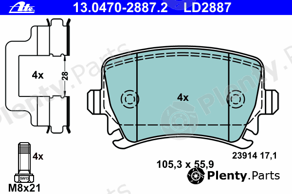  ATE part 13-0470-2887-2 (13047028872) Brake Pad Set, disc brake