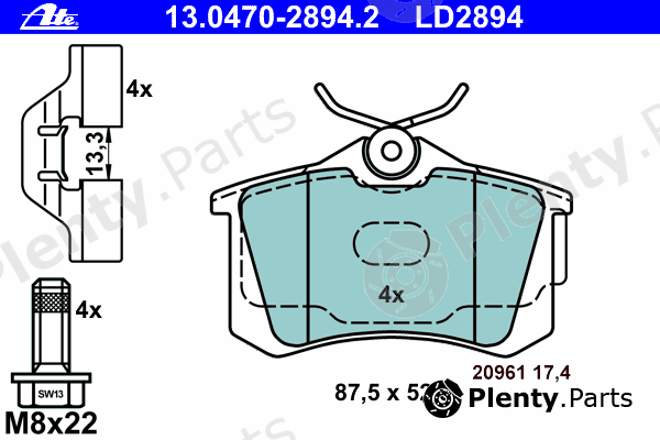  ATE part 13.0470-2894.2 (13047028942) Brake Pad Set, disc brake