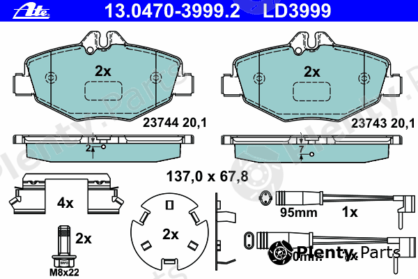 ATE part 13.0470-3999.2 (13047039992) Brake Pad Set, disc brake