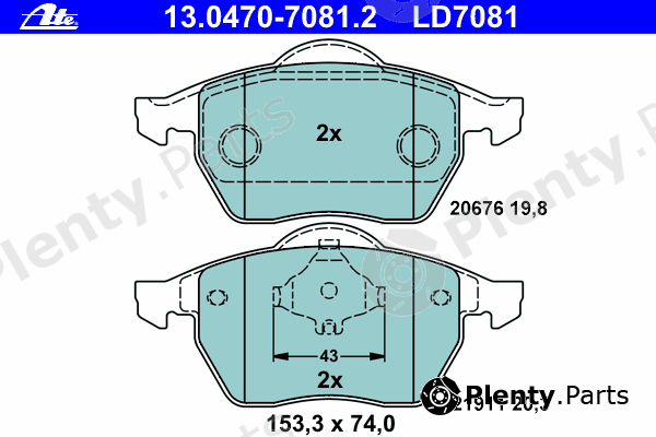  ATE part 13.0470-7081.2 (13047070812) Brake Pad Set, disc brake