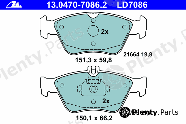  ATE part 13-0470-7086-2 (13047070862) Brake Pad Set, disc brake