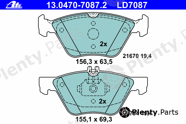  ATE part 13-0470-7087-2 (13047070872) Brake Pad Set, disc brake