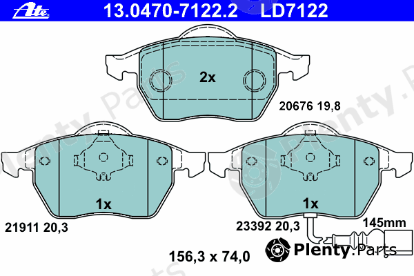  ATE part 13.0470-7122.2 (13047071222) Brake Pad Set, disc brake