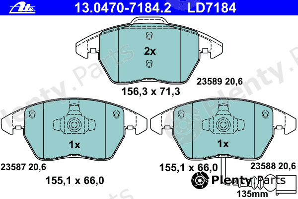  ATE part 13.0470-7184.2 (13047071842) Brake Pad Set, disc brake