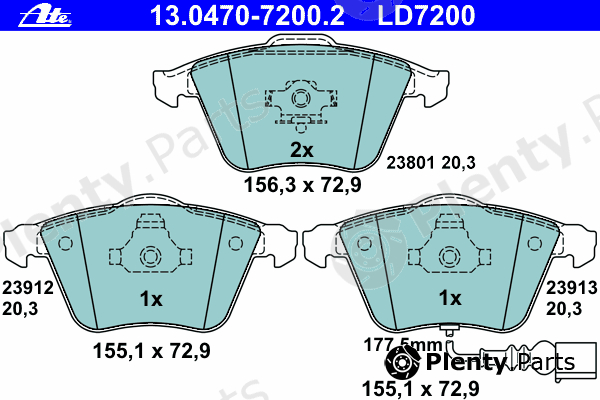  ATE part 13.0470-7200.2 (13047072002) Brake Pad Set, disc brake