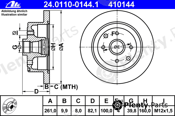  ATE part 24.0110-0144.1 (24011001441) Brake Disc