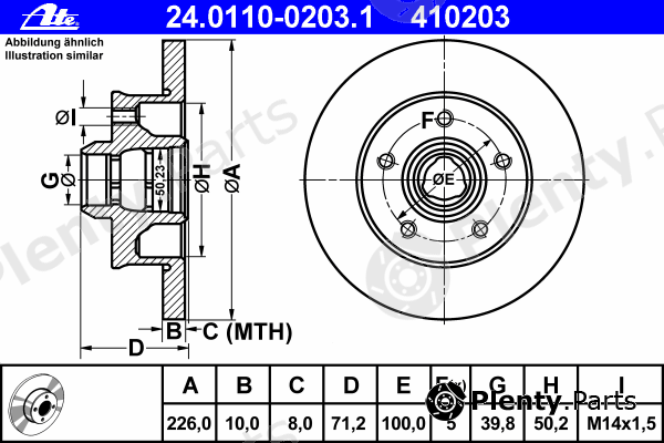  ATE part 24.0110-0203.1 (24011002031) Brake Disc