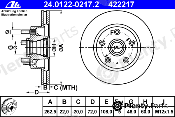  ATE part 24.0122-0217.2 (24012202172) Brake Disc
