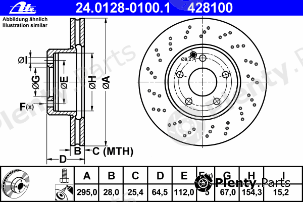  ATE part 24.0128-0100.1 (24012801001) Brake Disc