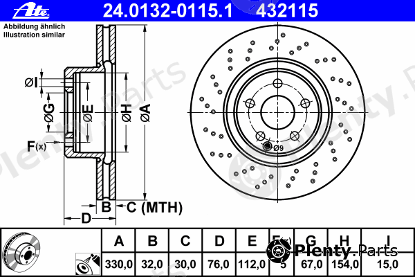  ATE part 24.0132-0115.1 (24013201151) Brake Disc