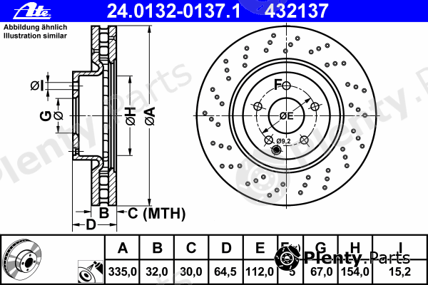  ATE part 24.0132-0137.1 (24013201371) Brake Disc