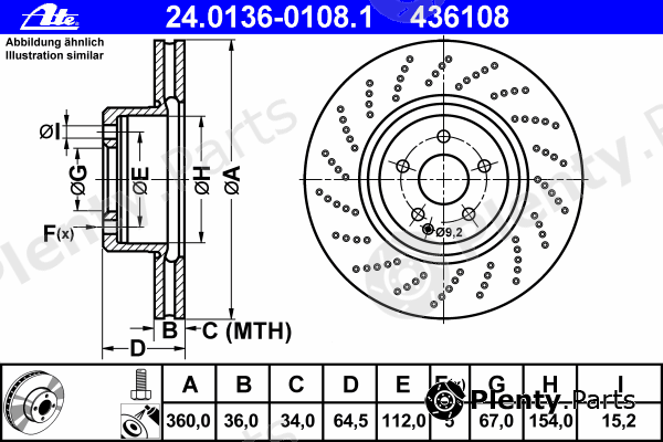  ATE part 24.0136-0108.1 (24013601081) Brake Disc