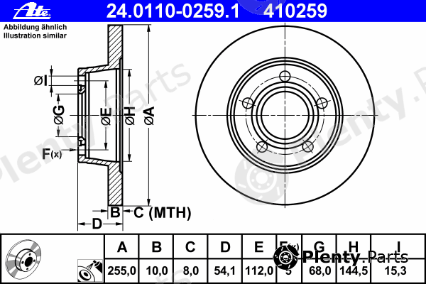  ATE part 24.0110-0259.1 (24011002591) Brake Disc