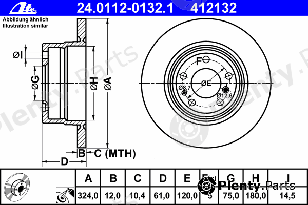  ATE part 24.0112-0132.1 (24011201321) Brake Disc