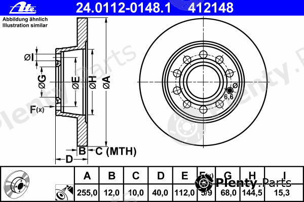  ATE part 24.0112-0148.1 (24011201481) Brake Disc
