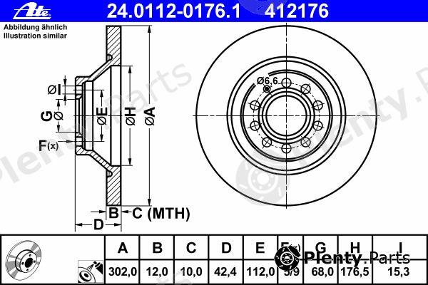  ATE part 24.0112-0176.1 (24011201761) Brake Disc