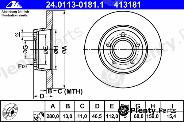  ATE part 24.0113-0181.1 (24011301811) Brake Disc