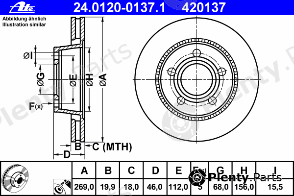  ATE part 24.0120-0137.1 (24012001371) Brake Disc