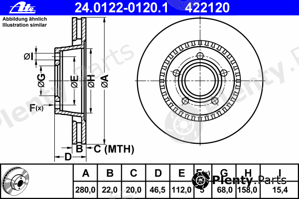  ATE part 24.0122-0120.1 (24012201201) Brake Disc