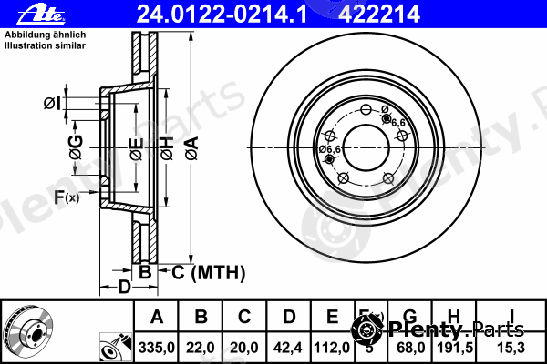  ATE part 24.0122-0214.1 (24012202141) Brake Disc