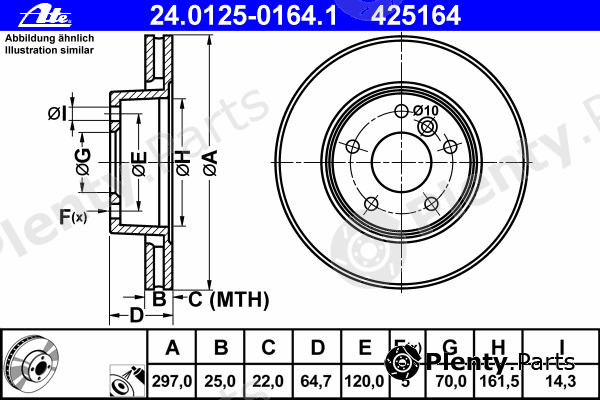  ATE part 24.0125-0164.1 (24012501641) Brake Disc