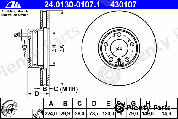  ATE part 24.0130-0107.1 (24013001071) Brake Disc