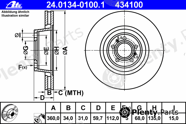 ATE part 24.0134-0100.1 (24013401001) Brake Disc