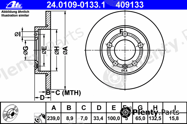  ATE part 24.0109-0133.1 (24010901331) Brake Disc