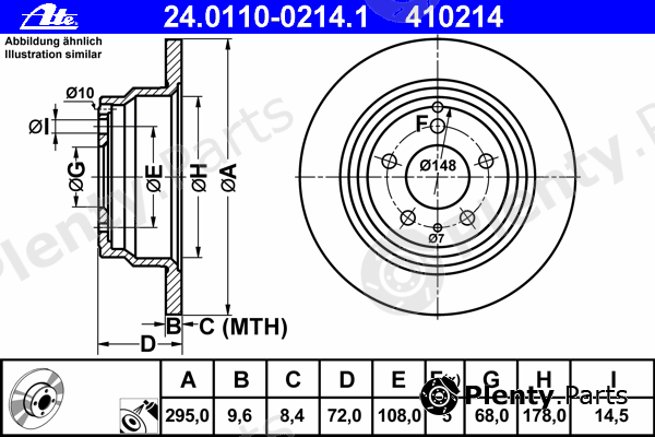  ATE part 24.0110-0214.1 (24011002141) Brake Disc