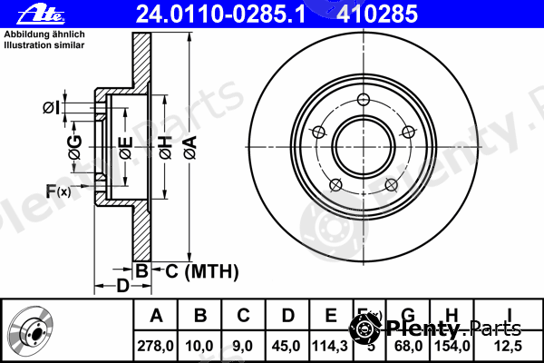  ATE part 24.0110-0285.1 (24011002851) Brake Disc