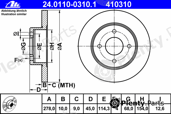  ATE part 24.0110-0310.1 (24011003101) Brake Disc
