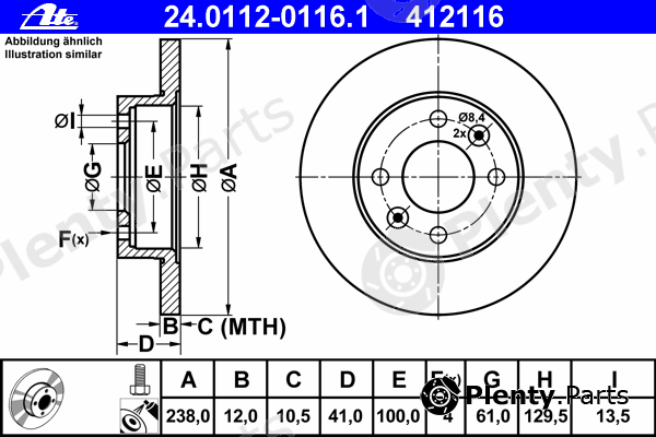  ATE part 24.0112-0116.1 (24011201161) Brake Disc