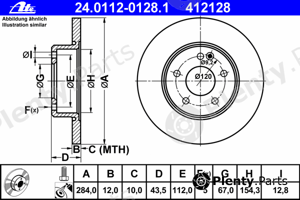  ATE part 24.0112-0128.1 (24011201281) Brake Disc