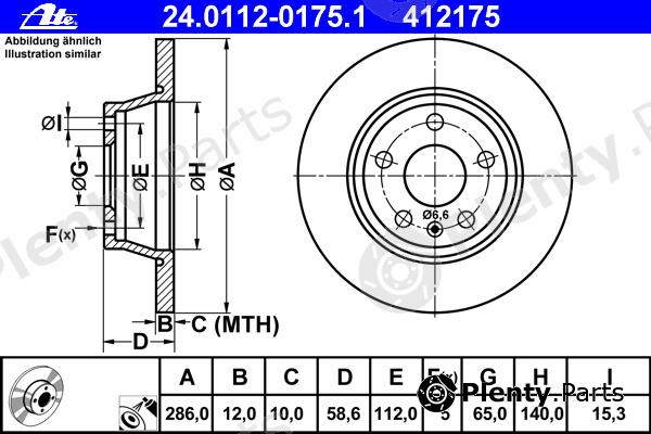  ATE part 24.0112-0175.1 (24011201751) Brake Disc